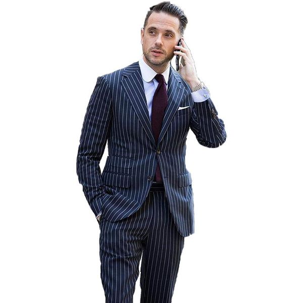 men's suits & blazers striped slim fit men for formal casual tuxedo notched lapel 2 piece blue business groom wedding blazer pants, White;black 
men's suits & blazers striped slim fit men for formal casual tuxedo notched lapel 2 piece blue business groom wedding blazer pants, White;black