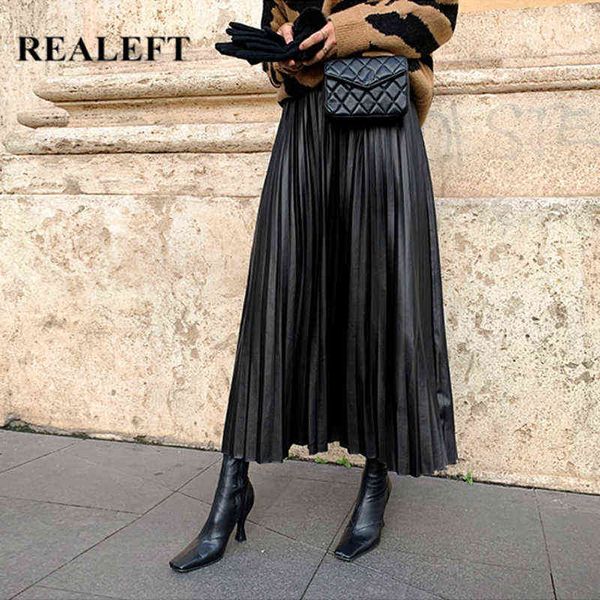 realeft autumn winter black pu-leather pleated skirt women high waist fashionable all-match a-line mi-long skirt female 211120
realeft autumn winter black pu-leather pleated skirt women high waist fashionable all-match a-line mi-long skirt female 211120