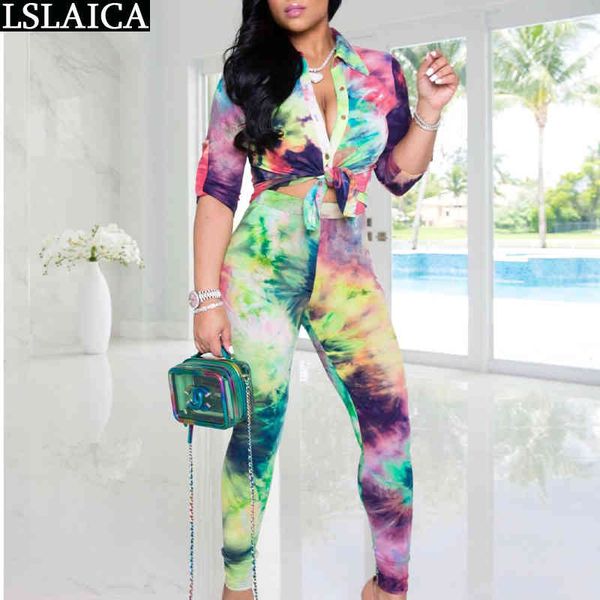 tie dye print 2 peice set women autumn clothes three quarter sleeve crop long trousers fashion casual tracksuit joggers 210520, White 
tie dye print 2 peice set women autumn clothes three quarter sleeve crop long trousers fashion casual tracksuit joggers 210520, White