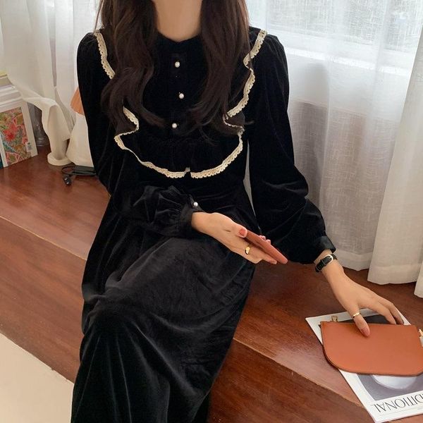 autumn spring women dress velvet soild korean style silm pleated fashion female vintage elegant midi long sleev casual dresses, Black;gray
autumn spring women dress velvet soild korean style silm pleated fashion female vintage elegant midi long sleev casual dresses, Black;gray