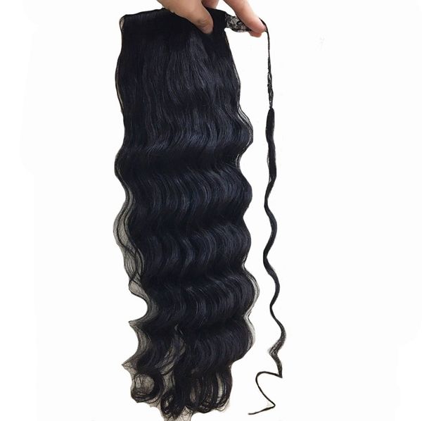 deep wave wrap around brazilian remy human hair ponytails clips in natural color can be dyed, Black
deep wave wrap around brazilian remy human hair ponytails clips in natural color can be dyed, Black