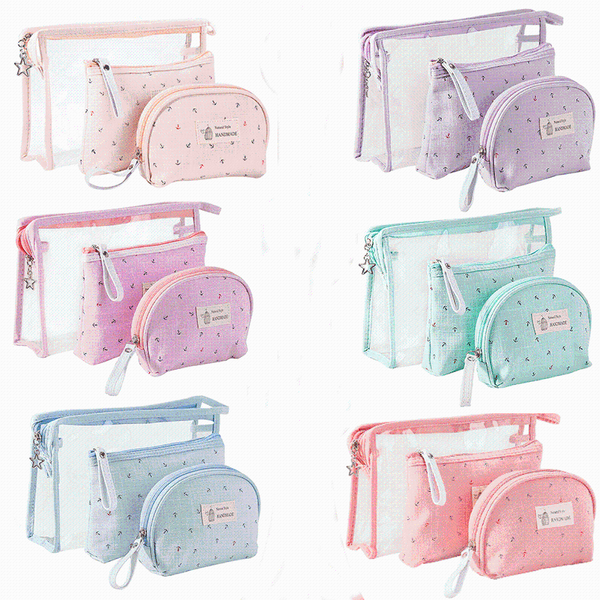 3pcs transparent women's cosmetic bag set waterproof neceser portable ladies make up pvc toiletry pouch bags & cases
3pcs transparent women's cosmetic bag set waterproof neceser portable ladies make up pvc toiletry pouch bags & cases