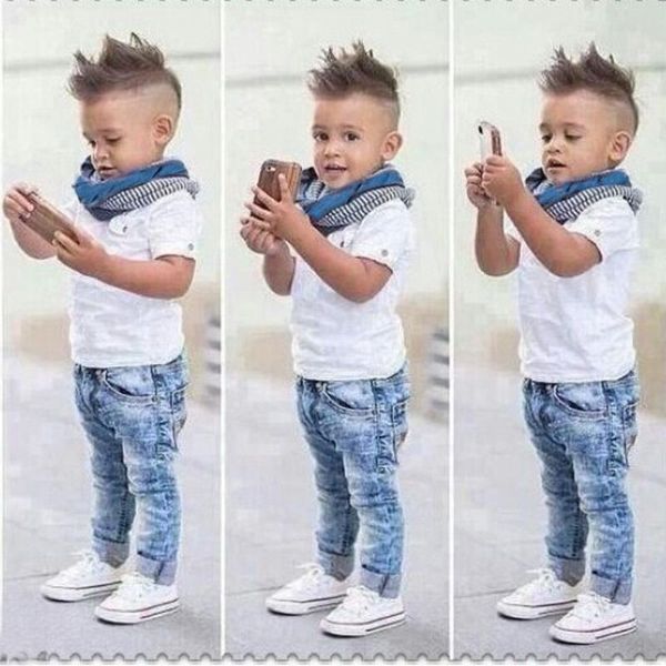 clothing sets kids girls clothes set baby boys summer short sleeve t-shirt + denim trousers scarf 3pcs outfit fashion, White
clothing sets kids girls clothes set baby boys summer short sleeve t-shirt + denim trousers scarf 3pcs outfit fashion, White