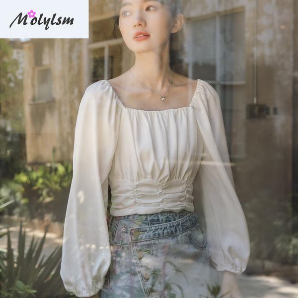 autumn women square collar pleated waist shows thin bubble short chiffon shirt long sleeve blouse women's blouses & shirts, White
autumn women square collar pleated waist shows thin bubble short chiffon shirt long sleeve blouse women's blouses & shirts, White