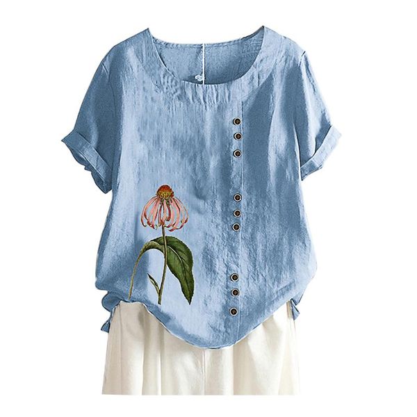 women's t-shirt summer floral print linen cotton t shirts for women o neck short sleeves shirt plus size loose tee streetwear #t1q, White
women's t-shirt summer floral print linen cotton t shirts for women o neck short sleeves shirt plus size loose tee streetwear #t1q, White