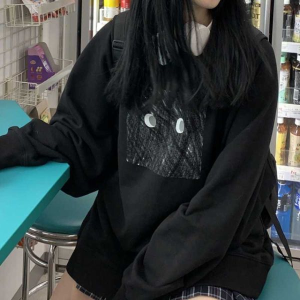 black long sleeve sweatshirt patchwork print tassel pullover harajuku hoodie clothes 210601
black long sleeve sweatshirt patchwork print tassel pullover harajuku hoodie clothes 210601