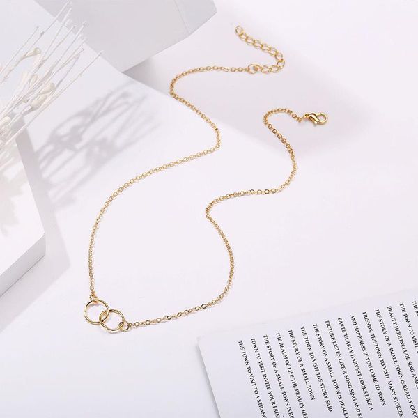 chains simple hollow out double circle pendant necklace charming women's gold clavicle chain fashion ladies wedding party jewelry, Silver
chains simple hollow out double circle pendant necklace charming women's gold clavicle chain fashion ladies wedding party jewelry, Silver