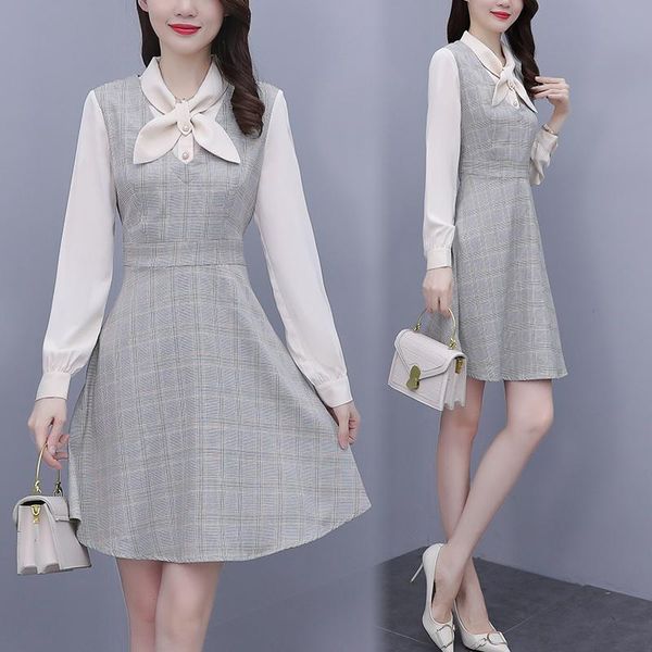 casual dresses coigarsam french style plaid women dress spring vintage patchwork 9013, Black;gray
casual dresses coigarsam french style plaid women dress spring vintage patchwork 9013, Black;gray
