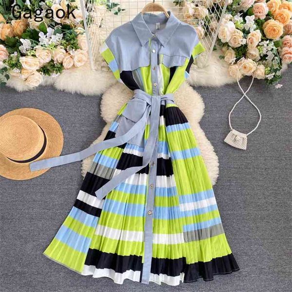 high street women patchwork a-line dress summer belt lapel empire midi dresses casual wild fashion vestidos 210531, Black;gray
high street women patchwork a-line dress summer belt lapel empire midi dresses casual wild fashion vestidos 210531, Black;gray