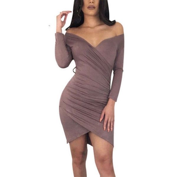 women dress ruched summer elegant fashion polyester full length sleeve off-the-shoulder big open v-neck solid color 210522, Black;gray
women dress ruched summer elegant fashion polyester full length sleeve off-the-shoulder big open v-neck solid color 210522, Black;gray