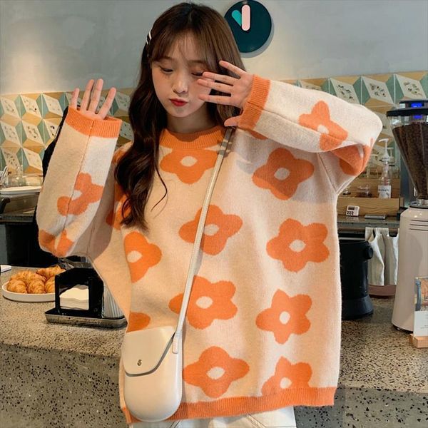 women winter knitted flower pullover womens sweaters fashion vintage loose female long sleeve oversized korean clothes, White;black
women winter knitted flower pullover womens sweaters fashion vintage loose female long sleeve oversized korean clothes, White;black