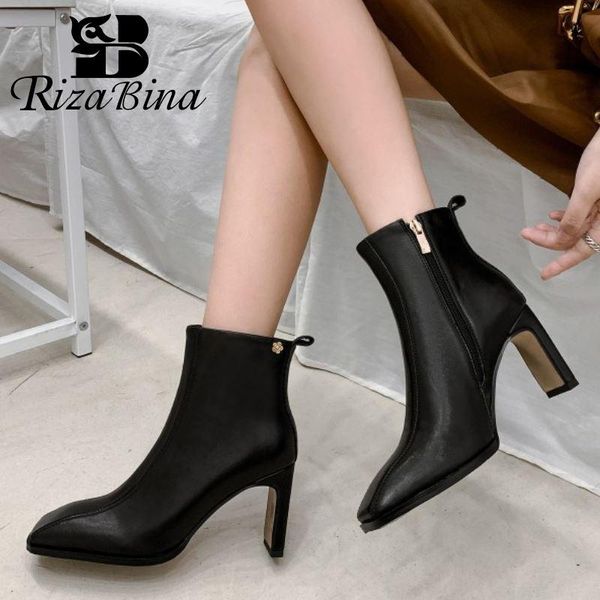 boots rizabina size 34-43 real leather women ankle thick high heel zipper shoes winter warm fashion party footwear, Black
boots rizabina size 34-43 real leather women ankle thick high heel zipper shoes winter warm fashion party footwear, Black