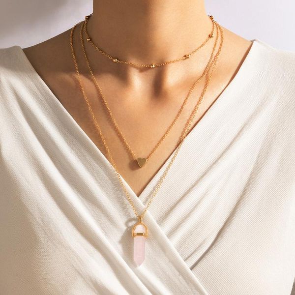 pendant necklaces huatang vintage pink natural stone necklace for women geometry round bead heart choker clavicle chain lady jewelry 19015, Silver
pendant necklaces huatang vintage pink natural stone necklace for women geometry round bead heart choker clavicle chain lady jewelry 19015, Silver