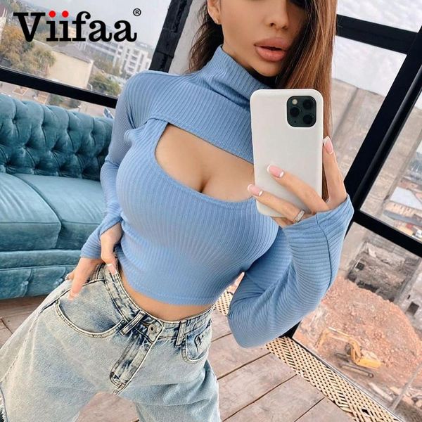 women's t-shirt viifaa stand collar blue rib-knit cut out front tshirts long sleeve spring t shirt women two piece set crop, White
women's t-shirt viifaa stand collar blue rib-knit cut out front tshirts long sleeve spring t shirt women two piece set crop, White