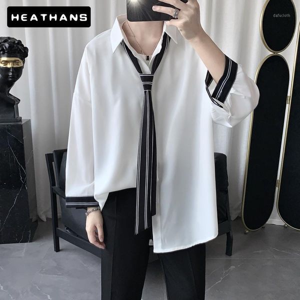 men's spring autumn white shirts male handsome loose long sleeved for mens korean casual black solid color simple, White;black
men's spring autumn white shirts male handsome loose long sleeved for mens korean casual black solid color simple, White;black