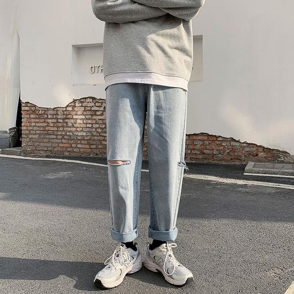 ripped jeans mens fashion boyfriend wide legs washed wild straight loose streetwear men pants men's, Blue
ripped jeans mens fashion boyfriend wide legs washed wild straight loose streetwear men pants men's, Blue
