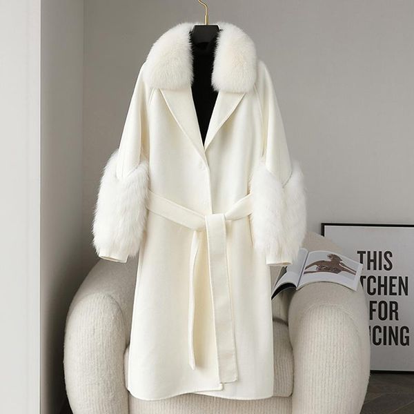 women's fur & faux double-sided real sheep wool and cashmere coat autumn jackets with collar cuff belt clothing female, Black
women's fur & faux double-sided real sheep wool and cashmere coat autumn jackets with collar cuff belt clothing female, Black