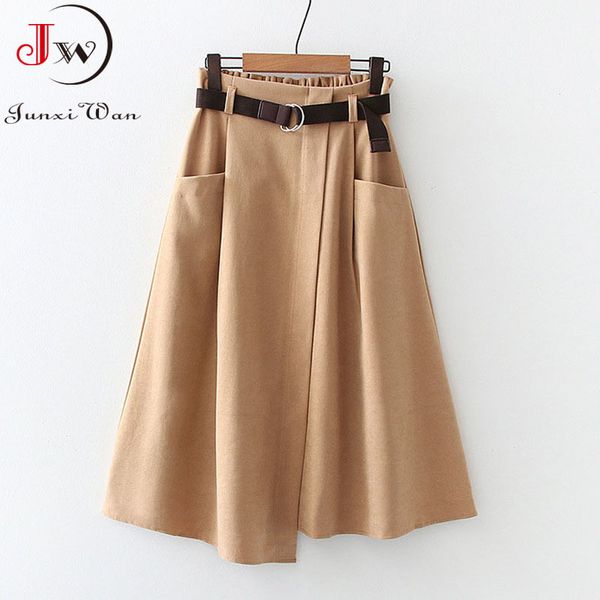 women casual skirts spring and autumn solid high waist irregular pockets midi fashion simple elegant saia faldas 210510, Black
women casual skirts spring and autumn solid high waist irregular pockets midi fashion simple elegant saia faldas 210510, Black