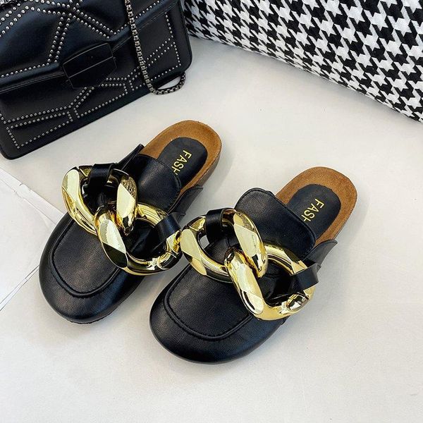 slippers women shoes 2021 fashion metal leather slides summer casual flat ladies slipper sandalias de mujer, Black
slippers women shoes 2021 fashion metal leather slides summer casual flat ladies slipper sandalias de mujer, Black