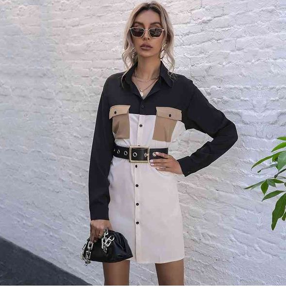 2021 new oversized splicing spring summer cardigan women's casual belt single breasted long sleeve shirt dresses for fashion, Black;gray
2021 new oversized splicing spring summer cardigan women's casual belt single breasted long sleeve shirt dresses for fashion, Black;gray
