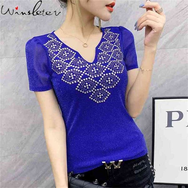 summer korean style t-shirt v-neck mesh shiny diamonds women short sleeve stretchy bottoming shirt tees t14713a 210421, Black;gray
summer korean style t-shirt v-neck mesh shiny diamonds women short sleeve stretchy bottoming shirt tees t14713a 210421, Black;gray