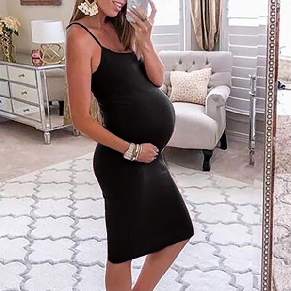 women's maternity dresses spaghetti strap bodycon dress black sleeveless pregnancy casual solid pregnant women, White
women's maternity dresses spaghetti strap bodycon dress black sleeveless pregnancy casual solid pregnant women, White