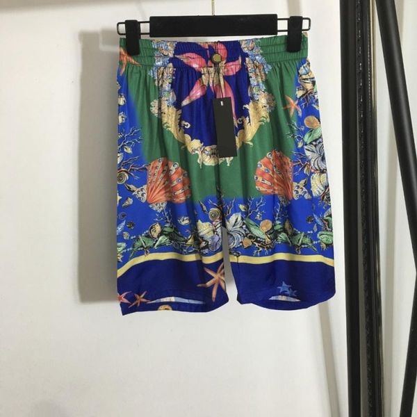 women's shorts vintage women blue green elastic high waist loose starfish shell print 2021 fall summer casual clothes, White;black
women's shorts vintage women blue green elastic high waist loose starfish shell print 2021 fall summer casual clothes, White;black