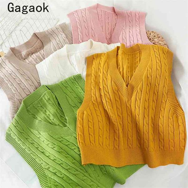 women fashion knitted vest spring autumn solid v-neck sleeveless loose casual simple wild outwear korean vests 210531, Black;white
women fashion knitted vest spring autumn solid v-neck sleeveless loose casual simple wild outwear korean vests 210531, Black;white