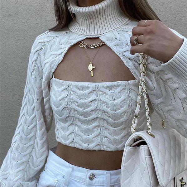 women's sweaters 2021 autumn long sleeve turtleneck camisole and pullover two piece sweater for women solid slim stretch wild basic, White;black
women's sweaters 2021 autumn long sleeve turtleneck camisole and pullover two piece sweater for women solid slim stretch wild basic, White;black