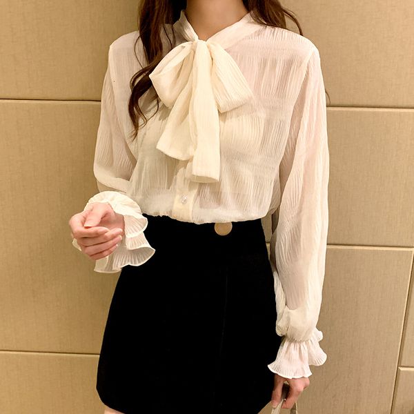 women's blouses & shirts sweet fairy puffy long sleeved bowknot ol chiffon mnhz, White
women's blouses & shirts sweet fairy puffy long sleeved bowknot ol chiffon mnhz, White