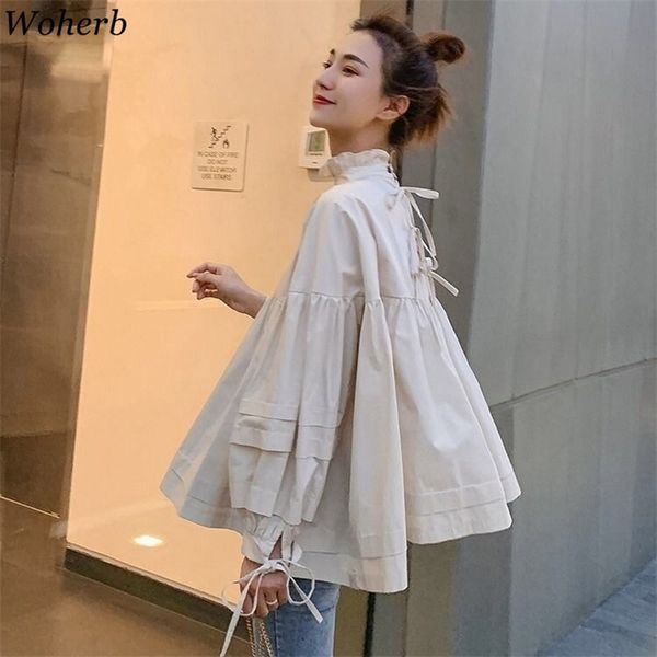 womens blouses casual loose lantern sleeve blusas korean chic all match bandage shirt mujer de moda verano elegantes 210519, White
womens blouses casual loose lantern sleeve blusas korean chic all match bandage shirt mujer de moda verano elegantes 210519, White