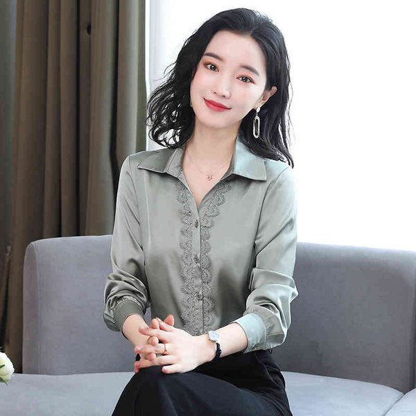 korean silk shirts women satin embroidery shirt woman long sleeve blouses lace blouse v neck plus size 210427, White
korean silk shirts women satin embroidery shirt woman long sleeve blouses lace blouse v neck plus size 210427, White