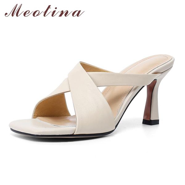 dress shoes meotina women sandals genuine leather slides square toe cutout high heels summer ladies footwear yellow beige 42, Black
dress shoes meotina women sandals genuine leather slides square toe cutout high heels summer ladies footwear yellow beige 42, Black