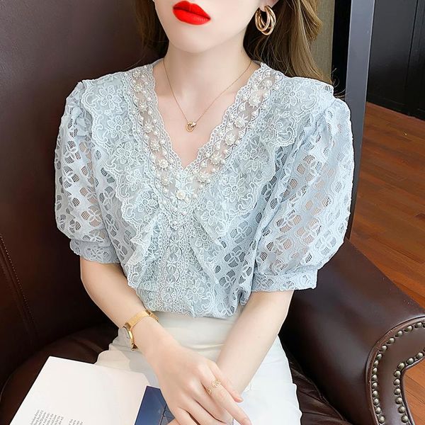 women's blouses & shirts v-neck short-sleeved chiffon shirt for women 2021 solid summer t-shirt lace temperament ruffled blouse chic be, White
women's blouses & shirts v-neck short-sleeved chiffon shirt for women 2021 solid summer t-shirt lace temperament ruffled blouse chic be, White