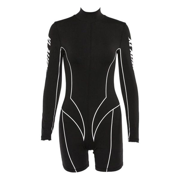 women's jumpsuits & rompers jumpsuit high collar full sleeve fitness white striped letter print waist tight casual bodysuit, Black;white
women's jumpsuits & rompers jumpsuit high collar full sleeve fitness white striped letter print waist tight casual bodysuit, Black;white