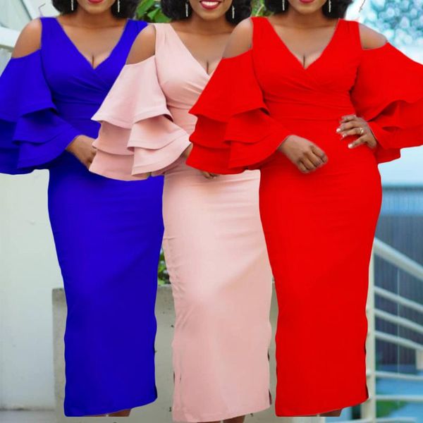 casual dresses graceful women pure color ankle-length plus size v-neck butterfly sleeve cascading ruffles bodycon gown dress, Black;gray
casual dresses graceful women pure color ankle-length plus size v-neck butterfly sleeve cascading ruffles bodycon gown dress, Black;gray