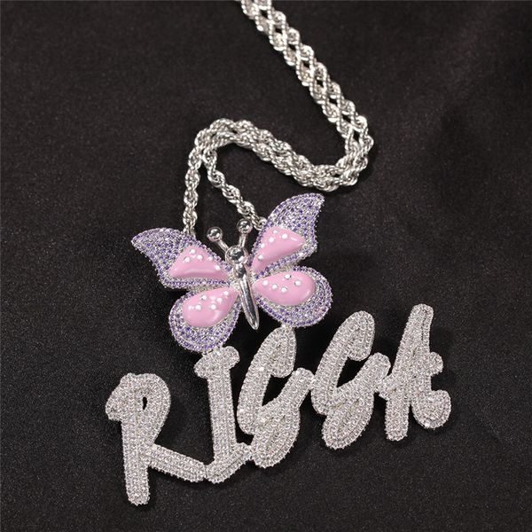 custom letter name pendant necklace with butterfly hook iced out zircon mens bling jewelry gift, Silver
custom letter name pendant necklace with butterfly hook iced out zircon mens bling jewelry gift, Silver
