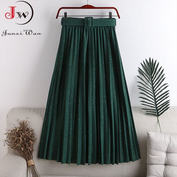 fashion shiny pleated skirt spring autumn winter solid high waist with belt a-line elegant retro vintage office long 210510, Black
fashion shiny pleated skirt spring autumn winter solid high waist with belt a-line elegant retro vintage office long 210510, Black