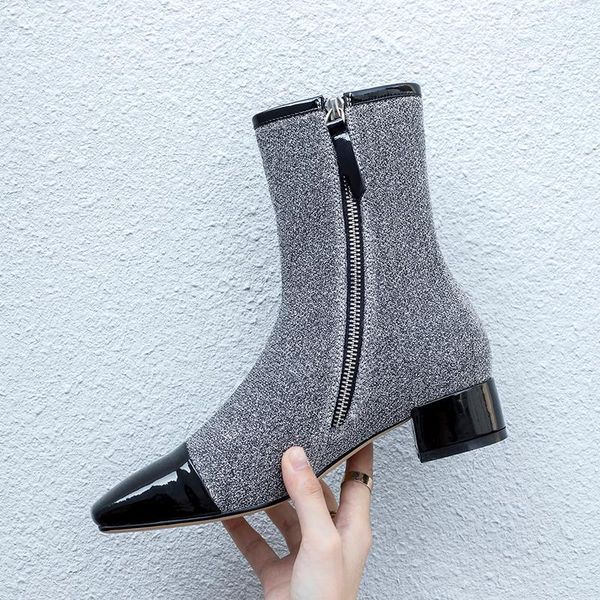 boots ins women ankle woman hand stitching square head special material leather stretch online celebrity, Black
boots ins women ankle woman hand stitching square head special material leather stretch online celebrity, Black