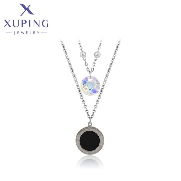 xuping jewelry fashion round two layers necklace crystals for women party gifts 40368 pendant necklaces, Silver
xuping jewelry fashion round two layers necklace crystals for women party gifts 40368 pendant necklaces, Silver