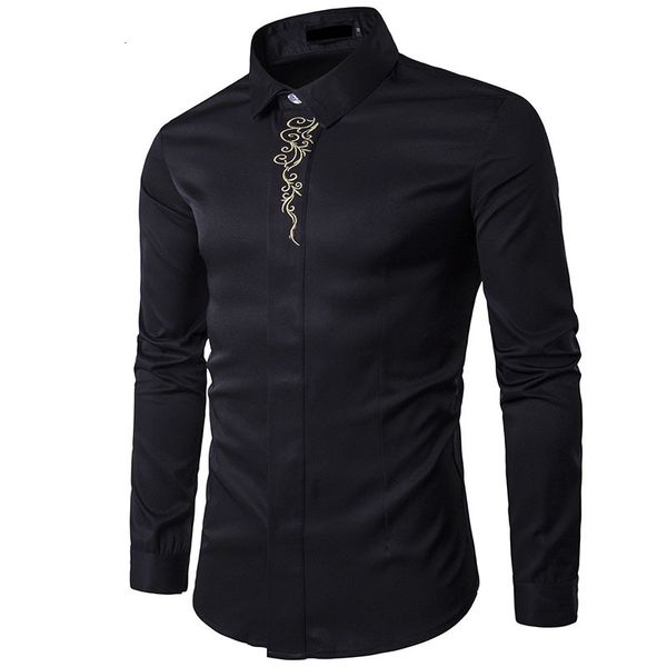 men's casual shirts fashion spring autumn outfit high-grade waiter embroidery el slim fit hidden-interlocking long sleeve base shi, White;black
men's casual shirts fashion spring autumn outfit high-grade waiter embroidery el slim fit hidden-interlocking long sleeve base shi, White;black