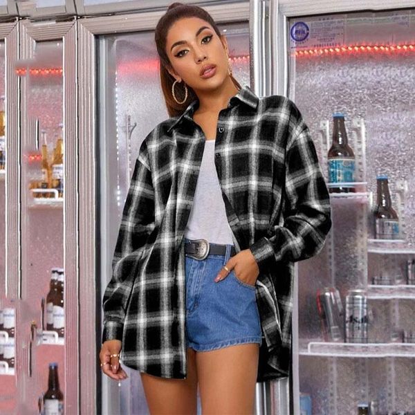 women's blouses & shirts 2021 autumn plaid shirt women checkered long sleeve button up female xxxl green purple, White
women's blouses & shirts 2021 autumn plaid shirt women checkered long sleeve button up female xxxl green purple, White