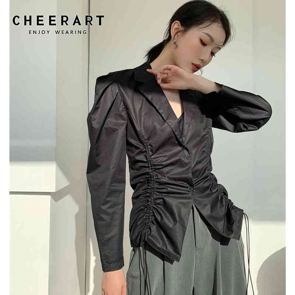 spring drawstring designer puff sleeve black lapel button up long blouse fashion ladies clothing 210427, White
spring drawstring designer puff sleeve black lapel button up long blouse fashion ladies clothing 210427, White
