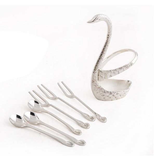 dinnerware sets 6pcs fruit cake forks spoon stainless steel dessert utensils mini tableware with holder gold silver kitchen accessories
dinnerware sets 6pcs fruit cake forks spoon stainless steel dessert utensils mini tableware with holder gold silver kitchen accessories