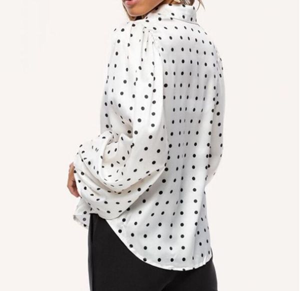 women's blouses & shirts elegant polka dot print women blouse fashion turn-down collar office lady autumn vintage lantern sleeve loose, White
women's blouses & shirts elegant polka dot print women blouse fashion turn-down collar office lady autumn vintage lantern sleeve loose, White
