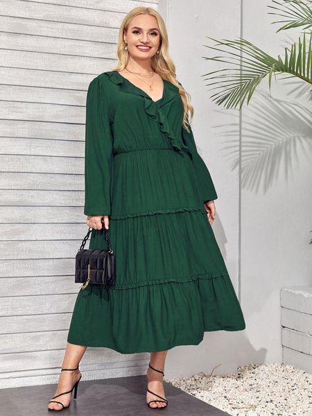 plus size dresses 2021 summer long sleeve dress woman ruffles v neck solid casual green high waist maxi, Black
plus size dresses 2021 summer long sleeve dress woman ruffles v neck solid casual green high waist maxi, Black