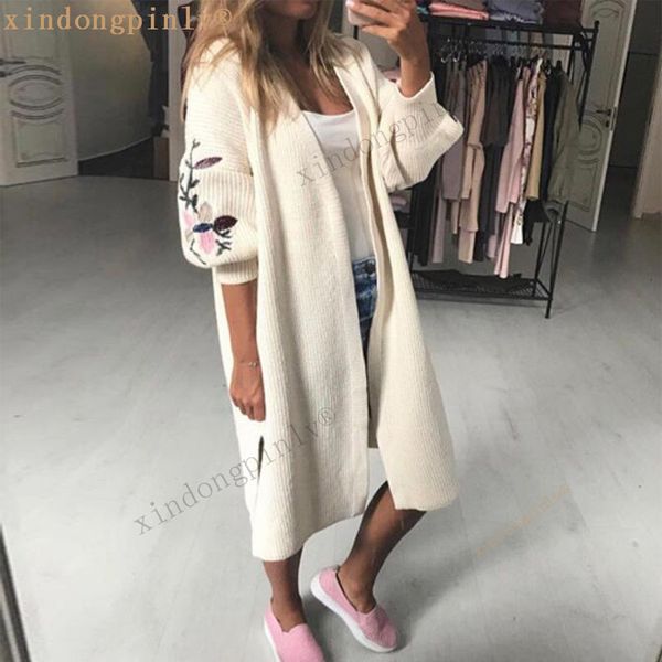fashion sweater large women's loose embroidered lantern sleeve cardigan, White;black
fashion sweater large women's loose embroidered lantern sleeve cardigan, White;black