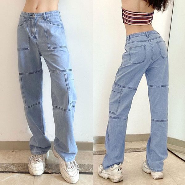 women's jeans 2021 women boyfriend straight leg jeans, casual high waist solid color stitch loose denim pants, Blue
women's jeans 2021 women boyfriend straight leg jeans, casual high waist solid color stitch loose denim pants, Blue