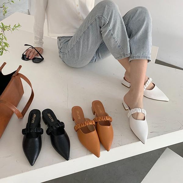 women closed pointed toe low heels slides slip on mules designer white brown slippers party shoes, Black
women closed pointed toe low heels slides slip on mules designer white brown slippers party shoes, Black