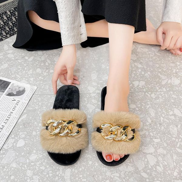 slippers 2022 spring and autumn ladies plush metal chain women's flat-bottom home non-slip warm, Black
slippers 2022 spring and autumn ladies plush metal chain women's flat-bottom home non-slip warm, Black